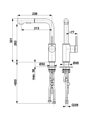 Bateria KFA Armatura Duero Basic 6623-110-61 Grafitowy Stal szlachetna