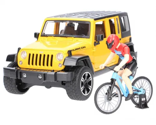 Машинка Bruder Jeep Wrangler Unlimited Rubicon z rowerem górskim i figurką kolarza (02543)