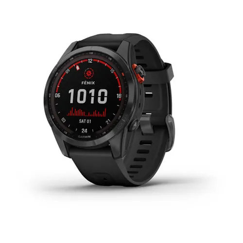 Смарт-часы Garmin FENIX 7S Solar серый с черным силиконовым ремешком (010-02539-13)