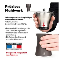 Peugeot kaffeemühle kronos 19 cm schokolade I hochwertige kaffeemühle manuell aus robustem edelstahl & kunststoff I kaffeezubehör I hergestellt in frankreich