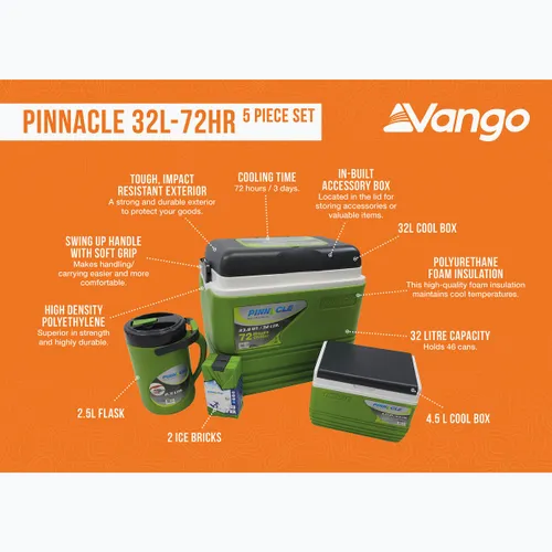 Zestaw lodówek turystycznych Vango Pinnacle 32-72Hr 5 Piece green