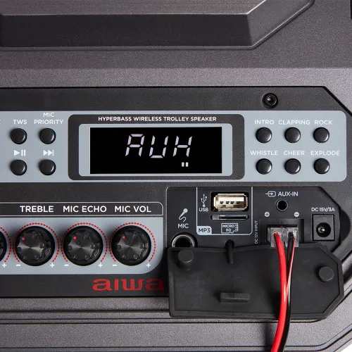 Power Audio Aiwa KBTUS-710MKII 90W Bluetooth Radio FM Mikrofon Karaoke Czarny