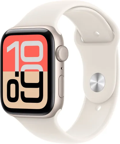 Apple Watch SE 3gen GPS 44mm koperta z aluminium (księżycowa poświata) + pasek sportowy rozmiar M/L (księżycowa poświata) 2025