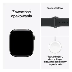 Apple Watch Series 11 GPS + Cellular 46mm Tytan Łupek Pasek sportowy Czarny S/M