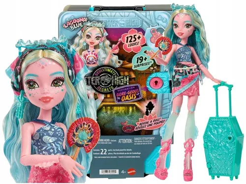 LALKA MONSTER HIGH STRASZYSEKRETY S7 Lagoona Blue wakacje zestaw z walizką