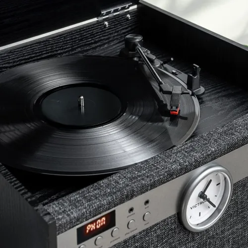 Gramofon Victrola Century Signature+ 6-in-1 VTA-830SB-BLK-INT Manualny Napęd paskowy Bluetooth CD Kaseta Czarny