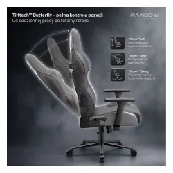 Fotel Diablo Chairs X-Horn 2.0 Normal Size Rainbow Grey Gamingowy do 140kg Tkanina Szary
