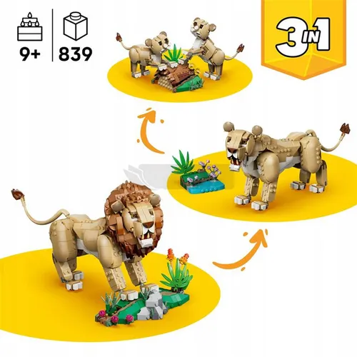 LEGO Creator 3w1 31386 Dzikie zwierzęta: Dumny lew, zestaw klocków 9+
