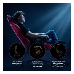 Fotel Diablo Chairs X-One 2.0 Normal Bloody Mery Gamingowy do 140kg Tkanina Czarno-Czerwony