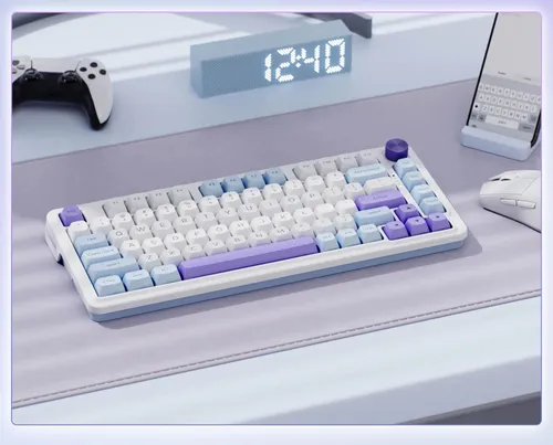 Klawiatura REDRAGON Ucal Max K673WBP RGB Hot Swap Manbo Switch Biało-fioletowo-niebieski