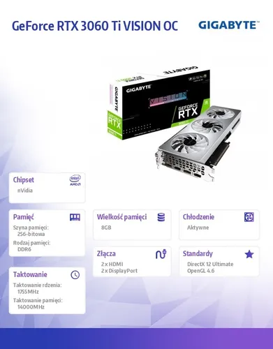 Видеокарта GeForce RTX 3060 Ti Vision OC 8GB 2.0 256bit LHR 2DP/2HDMI