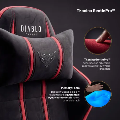 Fotel Diablo Chairs X-One 2.0 Small Bloody Mery Gamingowy do 90kg Tkanina Czarno-Czerwony