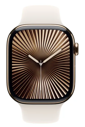 Apple Watch 10 GPS + Cellular 46mm koperta z tytanu (złoty) + pasek sportowy rozmiar S/M (księżycowa poświata) CPO