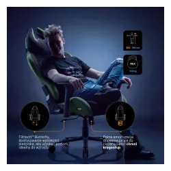 Fotel Diablo Chairs X-Horn 2.0 Normal Size Forest Green Gamingowy do 140kg Tkanina Czarno-Zielony