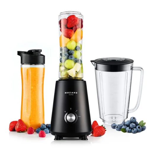 Blender kielichowy MOZANO M01 Czarny (Sportowy) + 2 bidony w komplecie