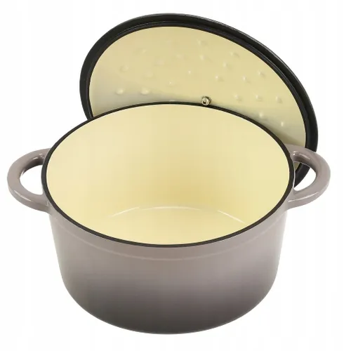 Garnek żeliwny emaliowany 28cm 5.9L ciężki indukcja Szary KRISBERG