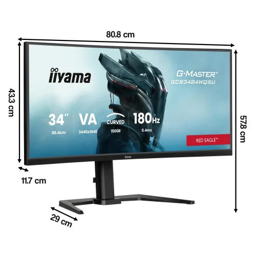 Monitor IIYAMA G-Master GCB3484WQSU-B2 34" 3440 x 1440 200Hz 0.6 [MPRT] Curved
