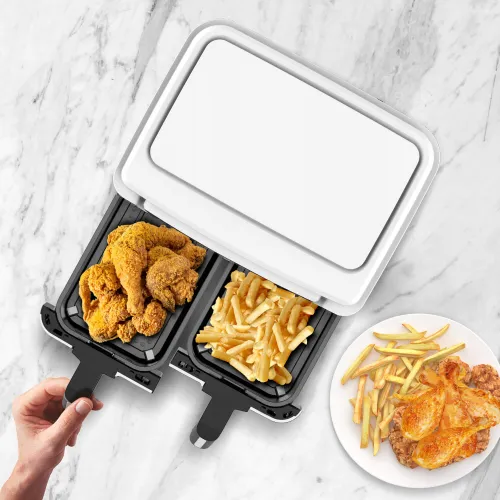 Air Fryer Frytkownica beztłuszczowa TURBOTRONIC TT-AF118 Biały 7.26l z podwójnym koszem