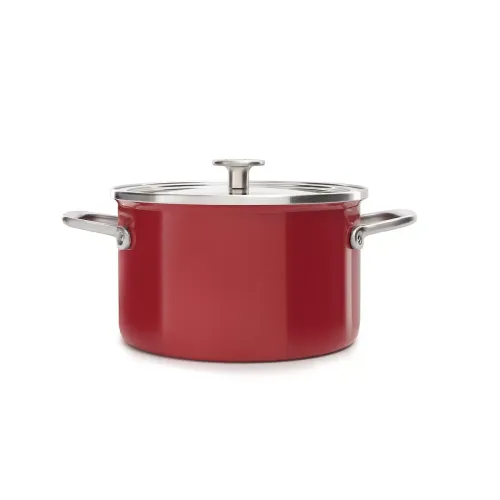 KITCHENAID Steel Core Enamel 3,7 l czerwony - garnek emaliowany z pokrywką
