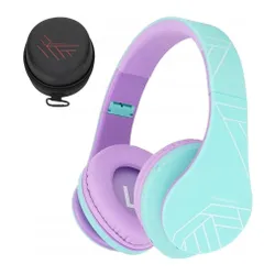 Słuchawki dla dzieci PowerLocus Kids bezprzewodowe Bluetooth zielono-fioletowe