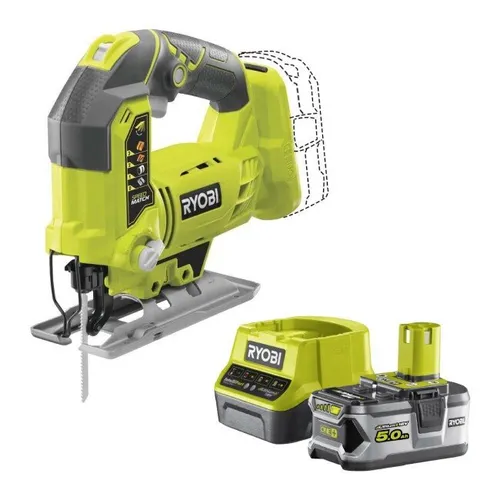 Wyrzynarka RYOBI R18JS-0 ONE+ + Akumulator RYOBI RC18120-150 5Ah 18V + Ładowarka