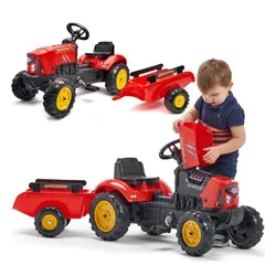 Falk Traktor Na Pedały Supercharger Z Przyczepą I Otwieraną Maską Czerwony 2-5 Lat