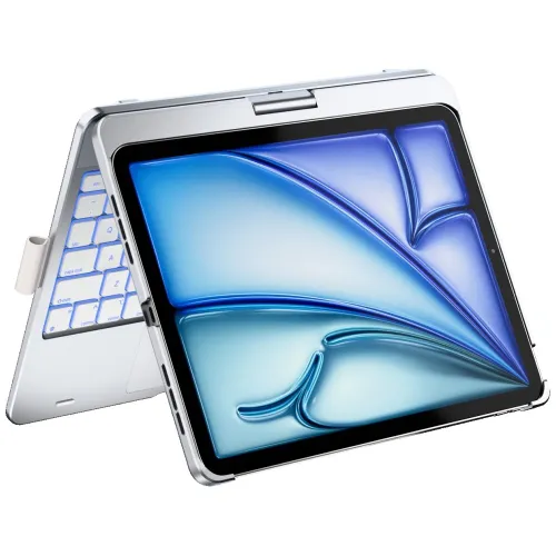 Etui na iPad Air 11 cali TYPECASE Flexbook Touch Srebrny Klawiatura