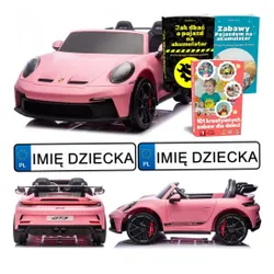 Samochód Na Akumulator Dla 2 Dzieci Porsche 911 Gt3 24V Eva LED 2 Silniki