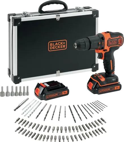 Akülü Matkap Black &amp; Decker BDCHD18BAFC 18 V 2x1.5 Ah pil