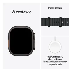 Apple Watch Ultra 3 GPS + Cellular 49mm koperta tytanowa (czarny) + pasek Ocean (czarny)