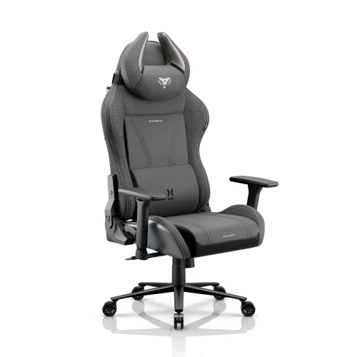 Fotel Diablo Chairs X-Horn 2.0 Normal Size Rainbow Grey Gamingowy do 140kg Tkanina Szary