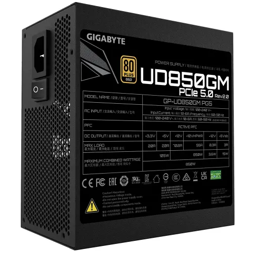 Zasilacz Gigabyte UD850GM PG5 850W 80+ Gold Czarny