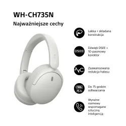 Słuchawki bezprzewodowe Sony WH-CH735N ANC Nauszne Bluetooth 6.0 Biały