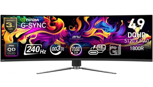Monitor MSI MPG 491CQPX QD-OLED 49" 5120x1440px 240Hz 0.03 ms [GTG] Curved
