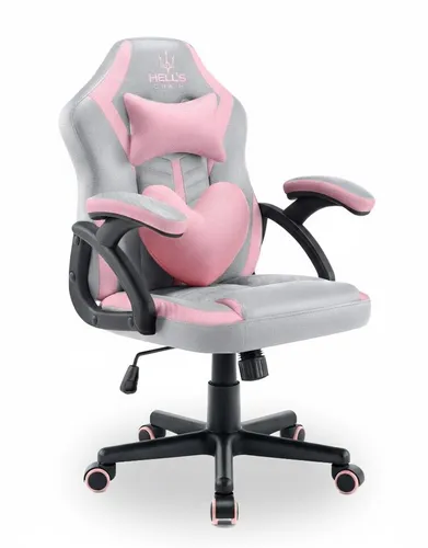 Fotel gamingowy HELL'S CHAIR HC- 1001 Kids Szaro-różowy