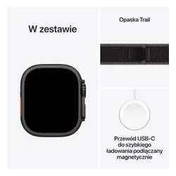 Apple Watch Ultra 3 GPS + Cellular 49mm koperta tytanowa (czarny) + pasek Trail rozmiar S/M (czarny/węgiel drzewny)