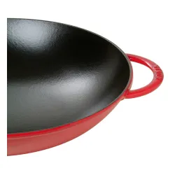 STAUB Cast 37 cm - patelnia / wok żeliwny z pokrywką