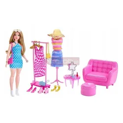 LALKA BARBIE WYMARZONA GARDEROBA + ubranka dla lalki Barbie + mebelki HPL78