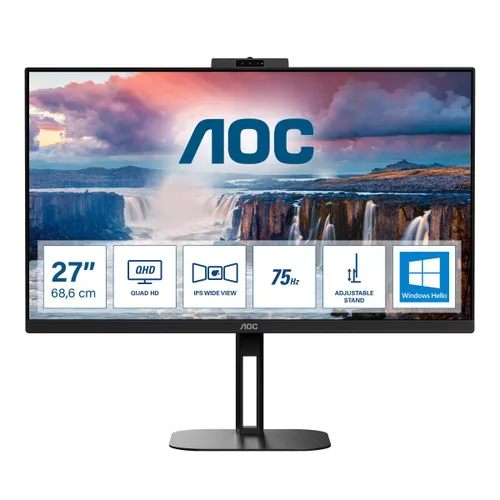 Monitor AOC Q27V5CW/BK z kamerą internetową 27" 2K IPS 75Hz 1ms