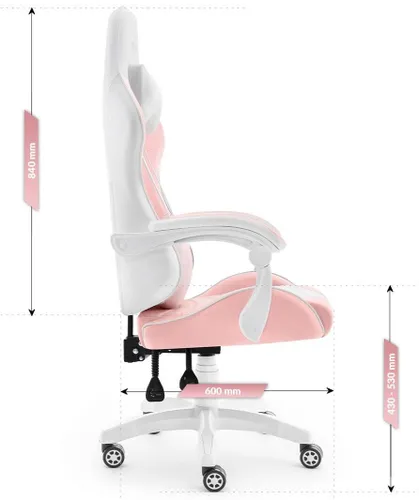 Fotel gamingowy HELL'S CHAIR Rainbow 2.0 Różowo-Biały