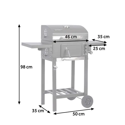 Grill węglowy ogrodowy Berdsen BD-892 żeliwny ruszt z pokrywą termometr + pokrowiec