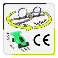 Elektryczny tor wyścigowy 565 cm z 2 autkami I 2 pilotami zasilanie sieciowe