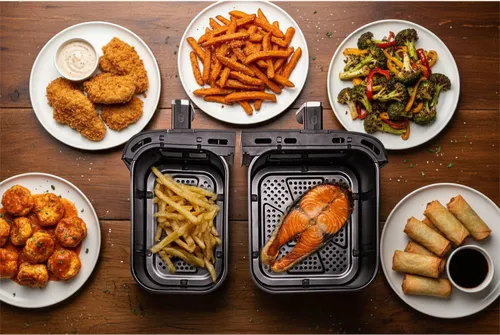 Air Fryer Frytkownica beztłuszczowa ELDOM FR220 Dualo 11l z podwójnym koszem i okienkiem do obserwacji postępów gotowania