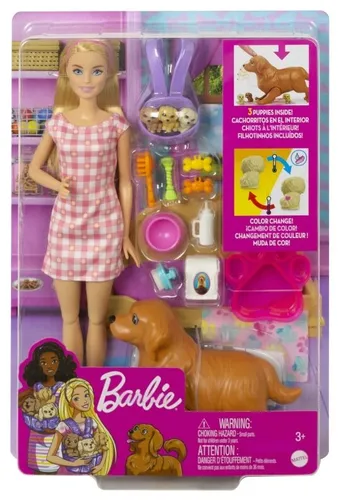 Lalka Barbie Narodziny piesków HCK75