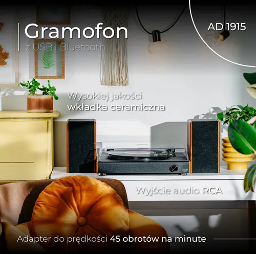 Gramofon ADLER AD 1915 Drewno