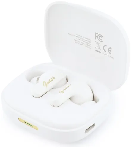 Słuchawki douszne GUESS Script Metal Logo Biały z tłumaczem