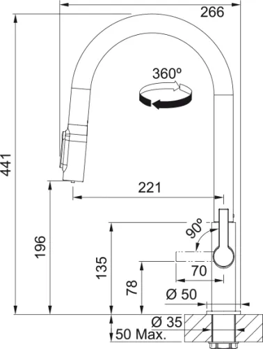 Bateria Franke Maris Slim Clear Water Pull-out J Czarny Mosiądz