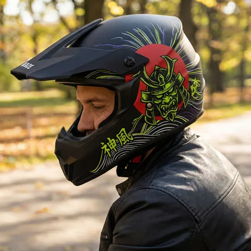 Kask KAMIKAZE Tokyo Drift Czarny Full Face (rozmiar XL)
