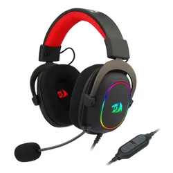 Słuchawki przewodowe z mikrofonem Redragon Zeus-X RGB H510-RGB -czarny Nauszne Czarno-czerwony