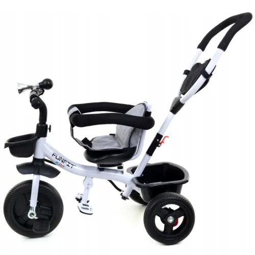 Rowerek trójkołowy z daszkiem FUNFIT obracany 360° wolne koło +trąbka